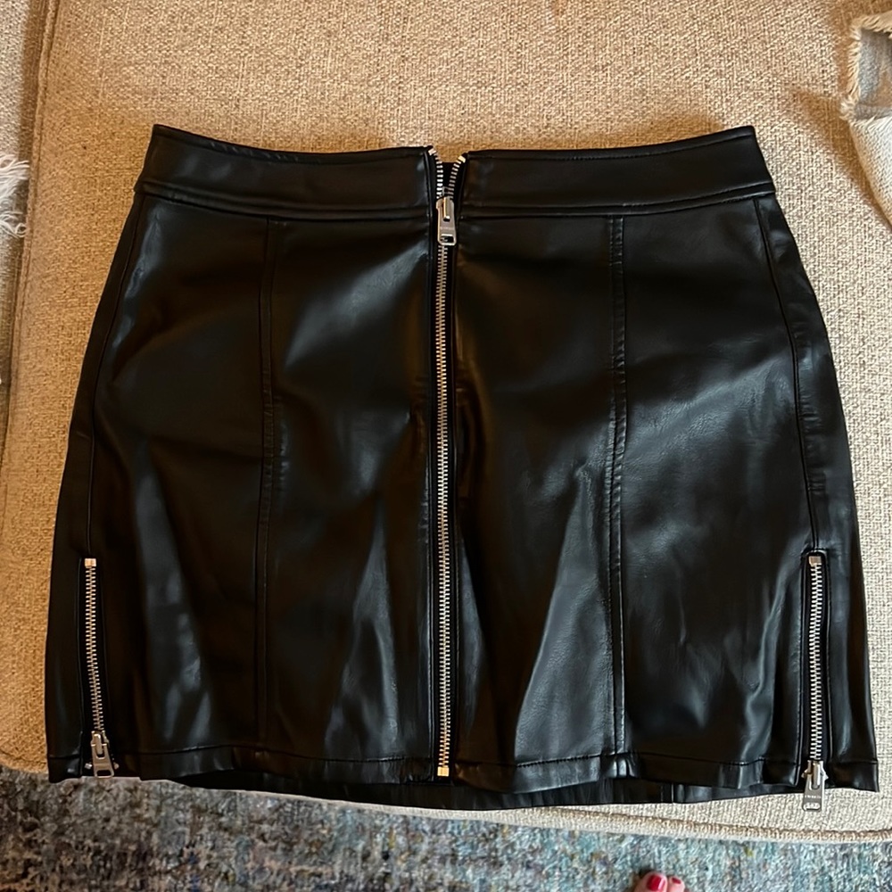 Black mini leather skirt from express